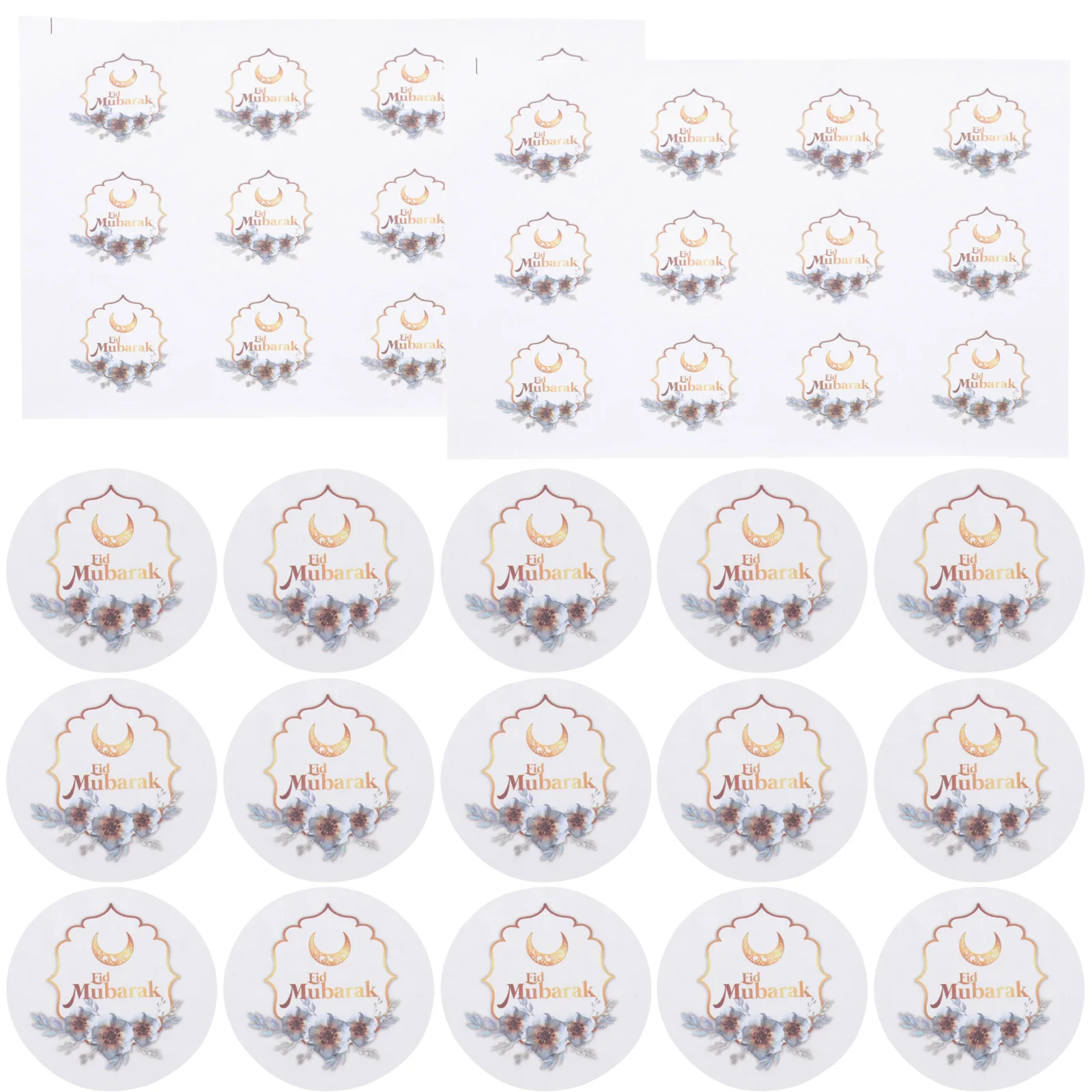 

20 Sheets Crescent Moon Stickers Eid Party Decoration Mubarak Window Decorations