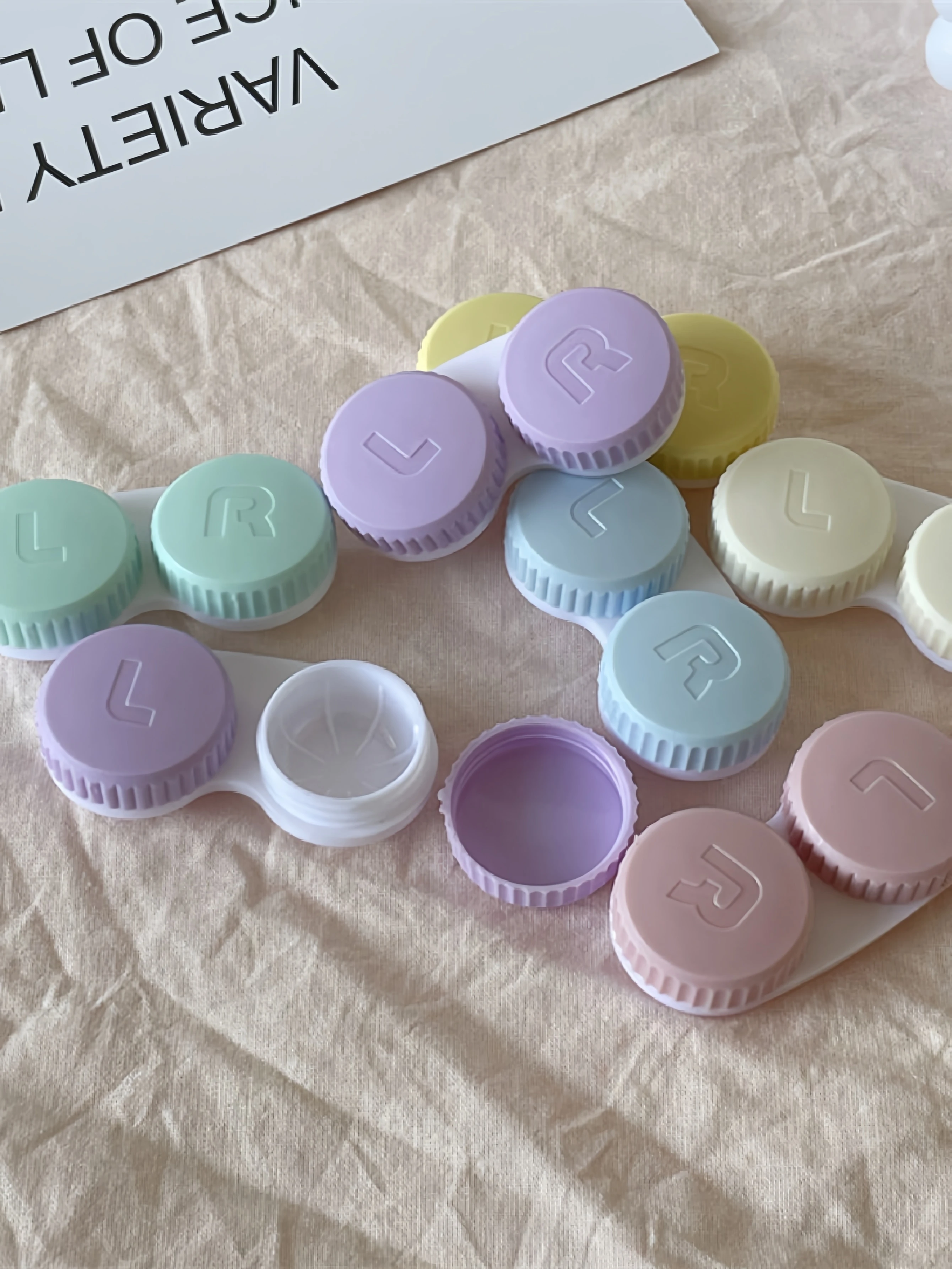 XIANGYU-6pcs Creamy Minimalist Contact Lens Case, Double Box, Beautiful Pupil Storage Box