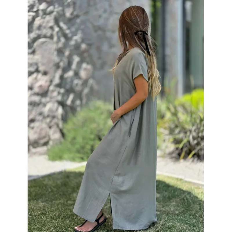 Damskie nowe koszule z lnu i bawełny, sukienki maxi, modne, codzienne kardigany, bluzki, sukienki z krótkim rękawem zapinane na guziki, szaty, odzież do pracy dla kobiet.