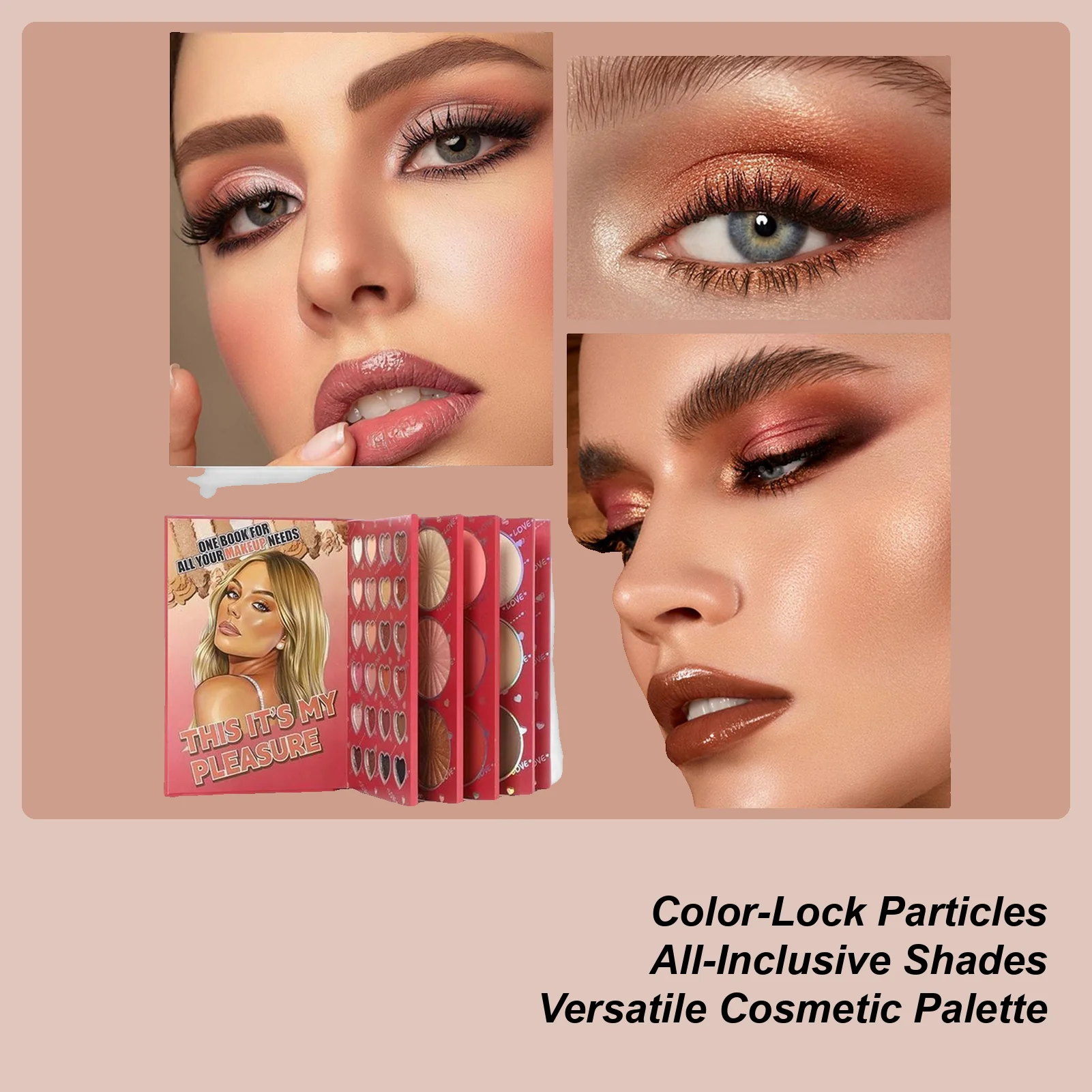 多機能アイシャドウパレット マット＆パール調ブラッシュハイライター付き メイクアップコスメキット 6パネル マット＆シマー