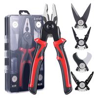 Apr.5-PCS Plier Tool Set 5 In 1 Versatile Tool Kit Black&Red With Linesman Plier, Wire Stripper, Crimping Tools, Sheet Metal She