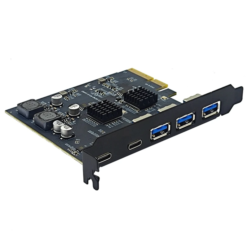 PCI Express X4 To 2Port Type C + 3 Port USB3.2 Gen2 10Gbps Adapter ASM3142 + VL822 Chip PCIE USB Expansion Card