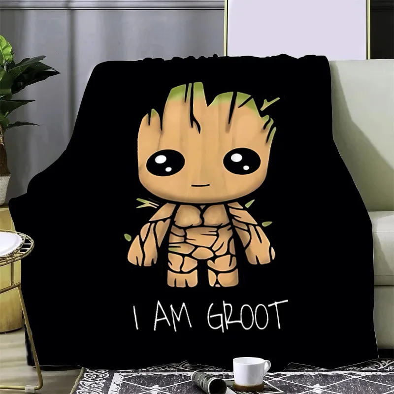 Marvel Cute Groot Printed Blanket Picnic Blankets Warm Blanket Soft and Comfortable Blanket Home Travel Birthday Gift