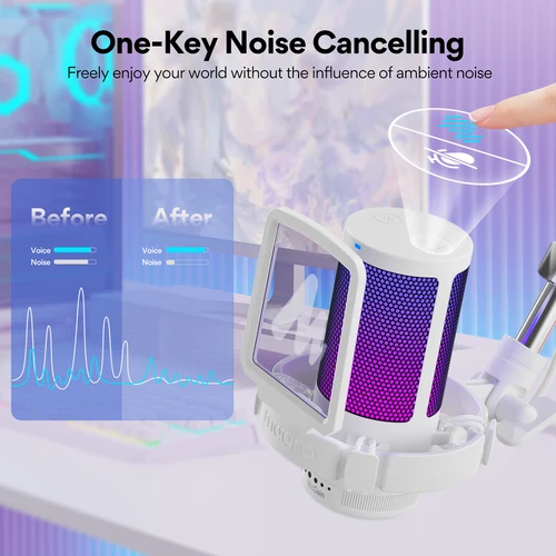 Imagen 2 del producto Maono Gamerwave DGM20S micrófono USB micrófono de condensador micrófono RGB micrófono con cancelación de ruido con ganancia de micrófono, luz RGB, una tecla silenciosa