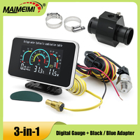 12V/24V 3 In 1 LCD Digital Gauge Car Voltage + Water Temp + Oil Pressure Meter With Oil Pressure & Water Temp Sensor 1/8NPT