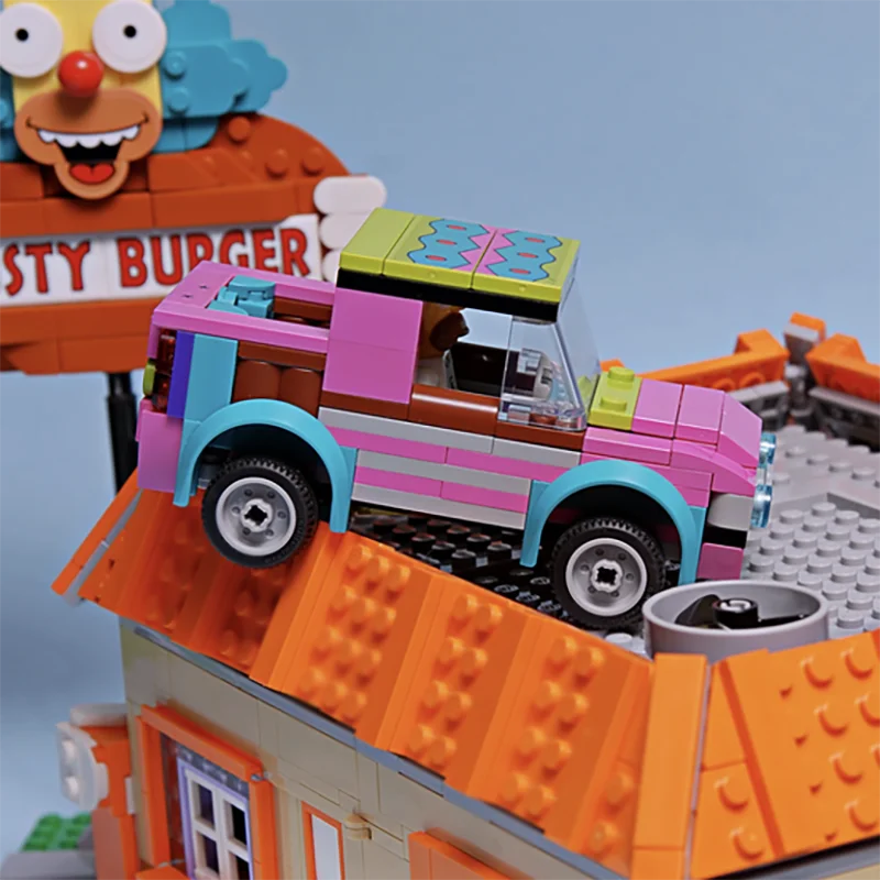 Moc بنة وحدات برغر سفاري سيارة نموذج التكنولوجيا الطوب الجمعية شعبية سبرينغفيلد لعبة مجسمة لهدايا العيد
