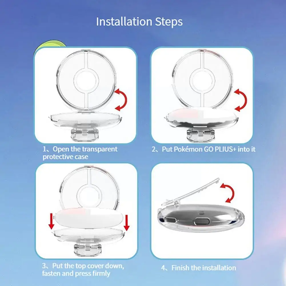 Custodia rigida per Pokemon GO Plus + custodia rigida trasparente per PC con accessori protettivi per cinturino per Pokemon GO Plus + J8X5