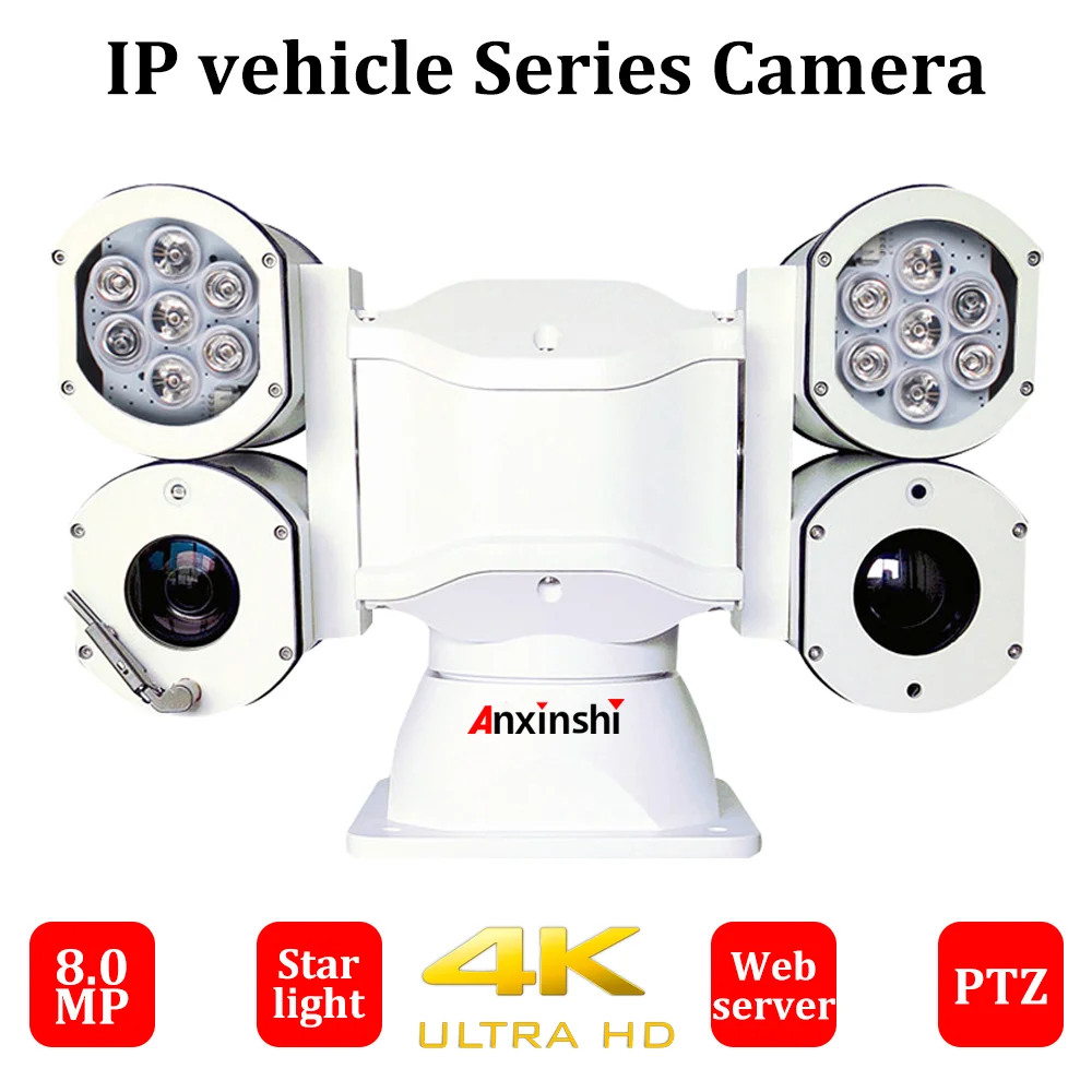 

4K 8MP H.265 HD-IP Vehicle PTZ Camera Outdoor Night Vision Lasr 800M IR 300M Security Protection Video Surveillanc Camera