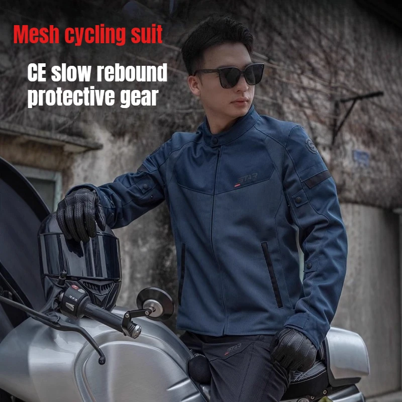 

Motorcycle Jacket Men's Motorbike Cycling Clothes Summer Mesh Breathable With Riding Protective Equipment