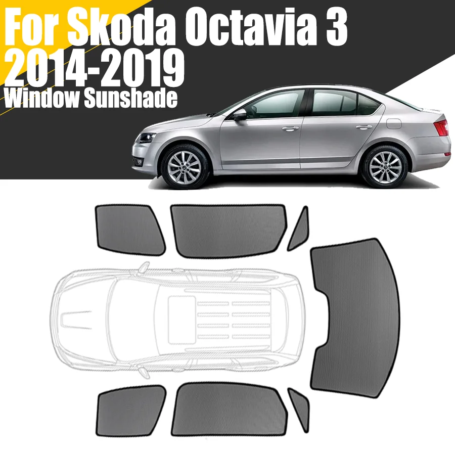 Custom Magnetic Car Window Sunshade For Skoda Octavia 3 2014 - 2019 Curtain Mesh Front Windshield 2015 2016 2017 2018