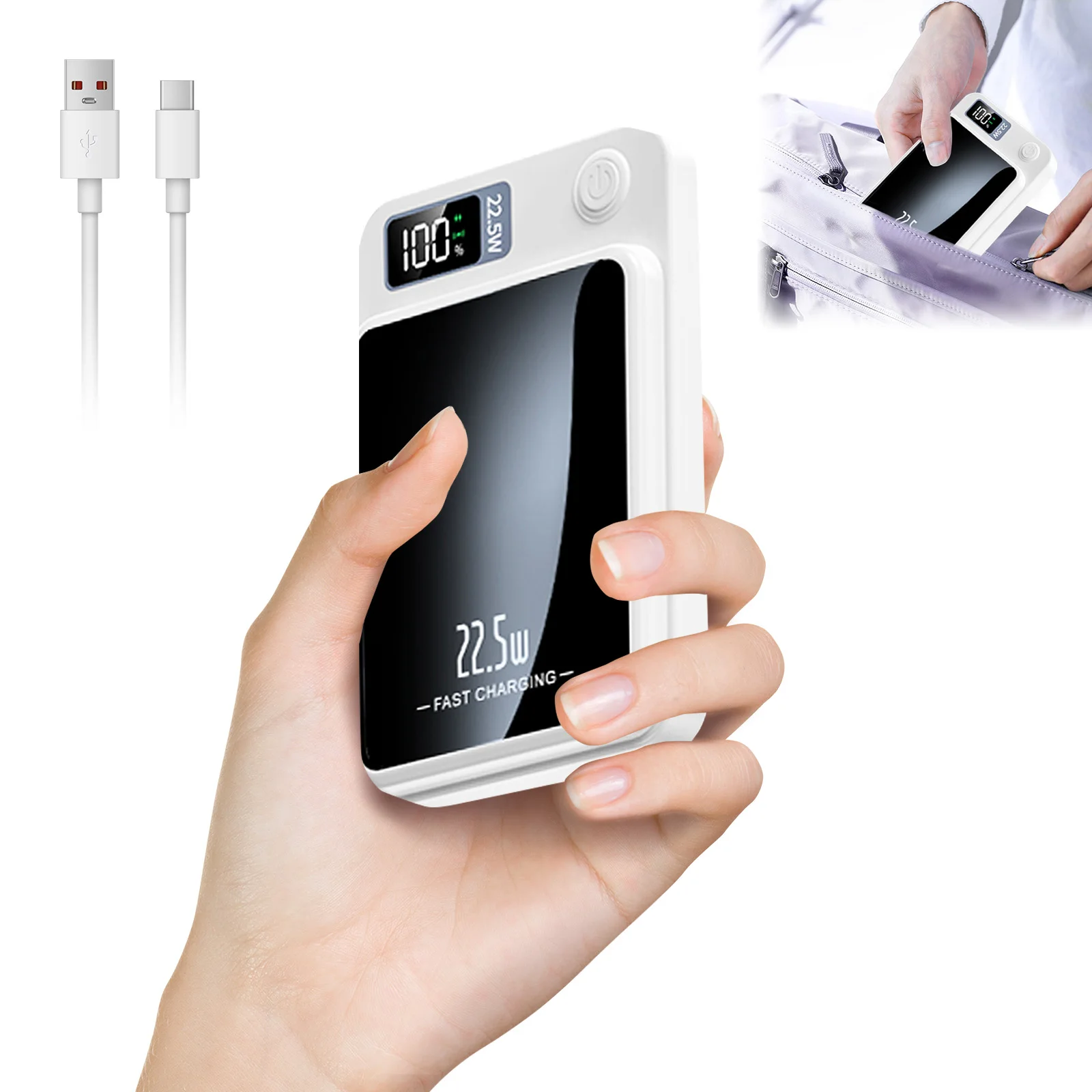 Banco de energía inalámbrico magnético de 10000mAh, adaptador de batería externo portátil con carga rápida PD22.5W para Magsafe, iPhone, Huawei, Samsung