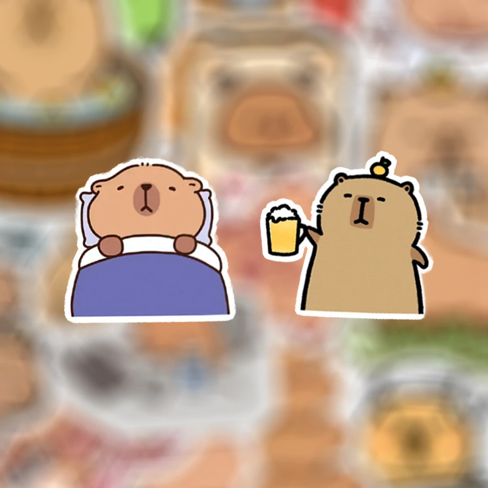

10/30/50pcs Kawaii Cartoon Capybara Stickers Waterproof DIY Luggage Notebook Laptop Phone Cute Animal Graffiti Decals Packing