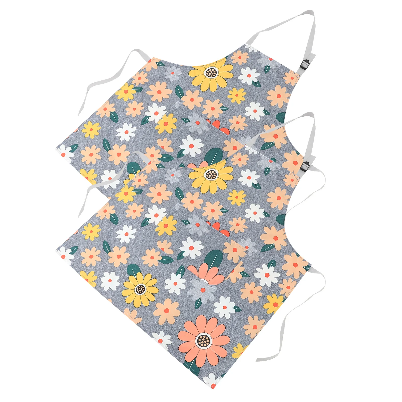 

2pcs For Kitchen Cotton Linen Reusable Cooking Apron Flower Prints Washable Chef Apron For Women Baking Bbq Use Kitchen Supplies