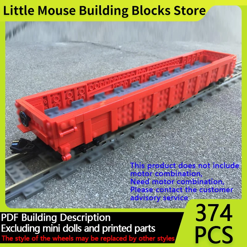 

City Car Model MOC Building Bricks Railroad Open-Top G43 Gondola Modular Technology Gifts Holiday Assemble Children Toys Suit