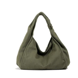 Women's Shoulder Bag Large Canvas Handbags for Women 2024 Cotton Cloth Fashion Korean Female Casual Totes Pastoral Solid Package