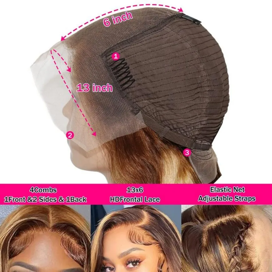 427 تسليط الضوء على شعر مستعار شعر الإنسان 13X6 Hd الدانتيل الباروكات الأمامية الجسم موجة خصلات الشعر المستعار الإنسان 100% P1B30 البرازيلي الدانتيل الجبهة الباروكات 30 38 بوصة #6