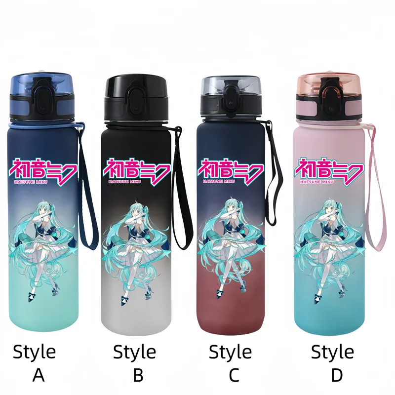 Hatsune Miku 650ml Fitness and Sports Direct Drinking Plastic Anti-drip Water Bottle Miku Children and Students Capacity