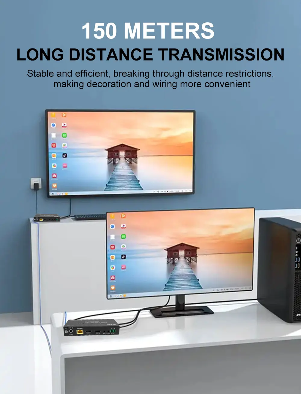HDR10+  PoC Transmitter Receiver Extender Lengthen Power Efficient HDR Stunning Visuals