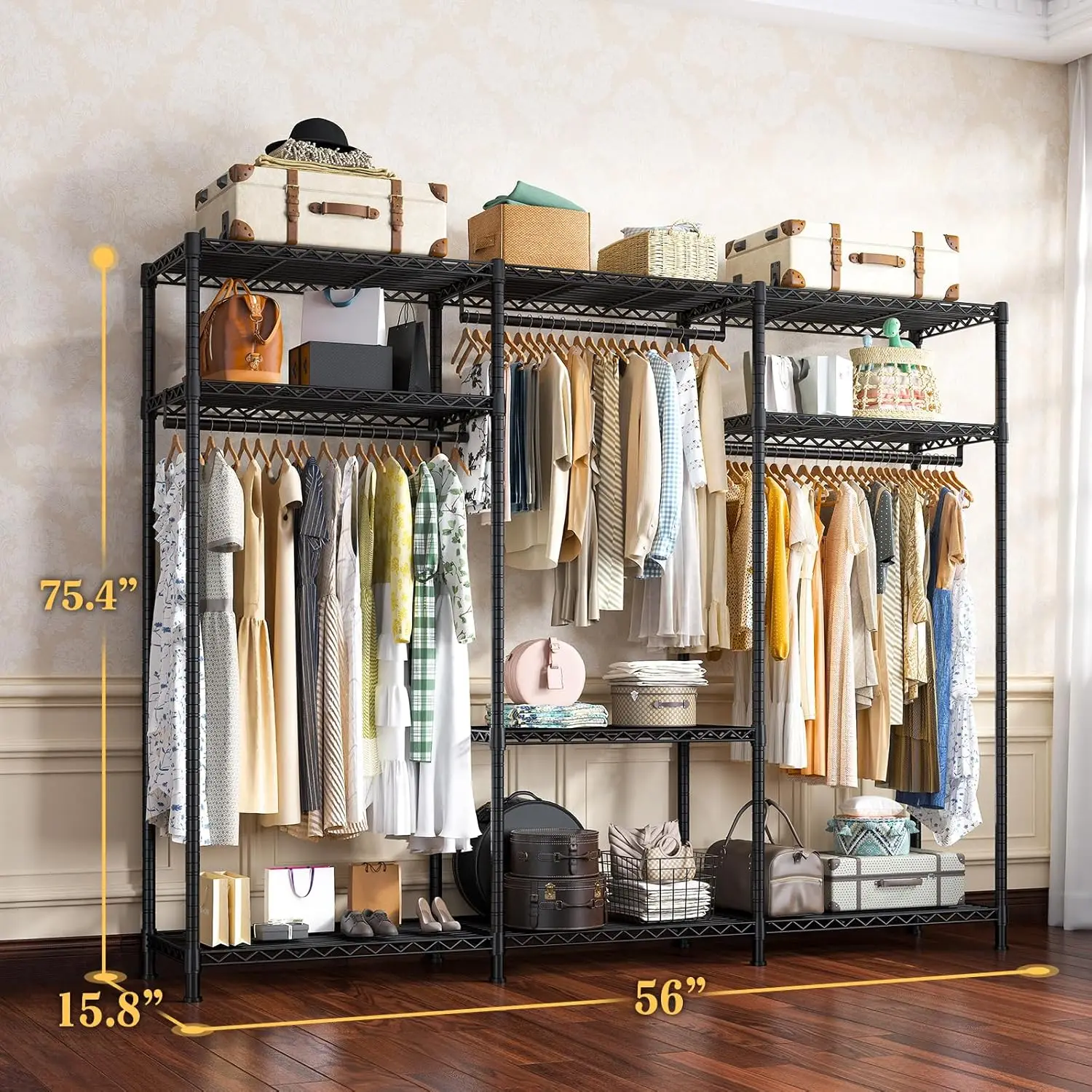 Clothes Rack Heavy Duty Clothing Rack Load 795LBS Clothing Racks for Hanging Clothes Adjustable Wardrobe Closet Portable