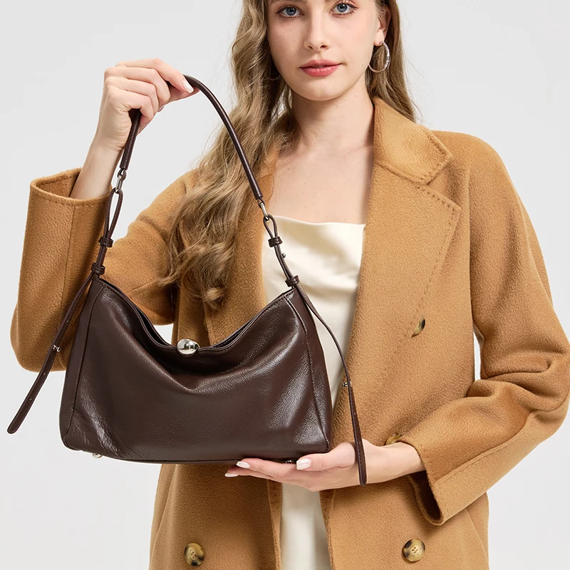 

2025 New Genuine Leather Women's Soft Leather Underarm Bag Fashion Large Capacity Bag Ladies Luxury Designer Shoulder Bag