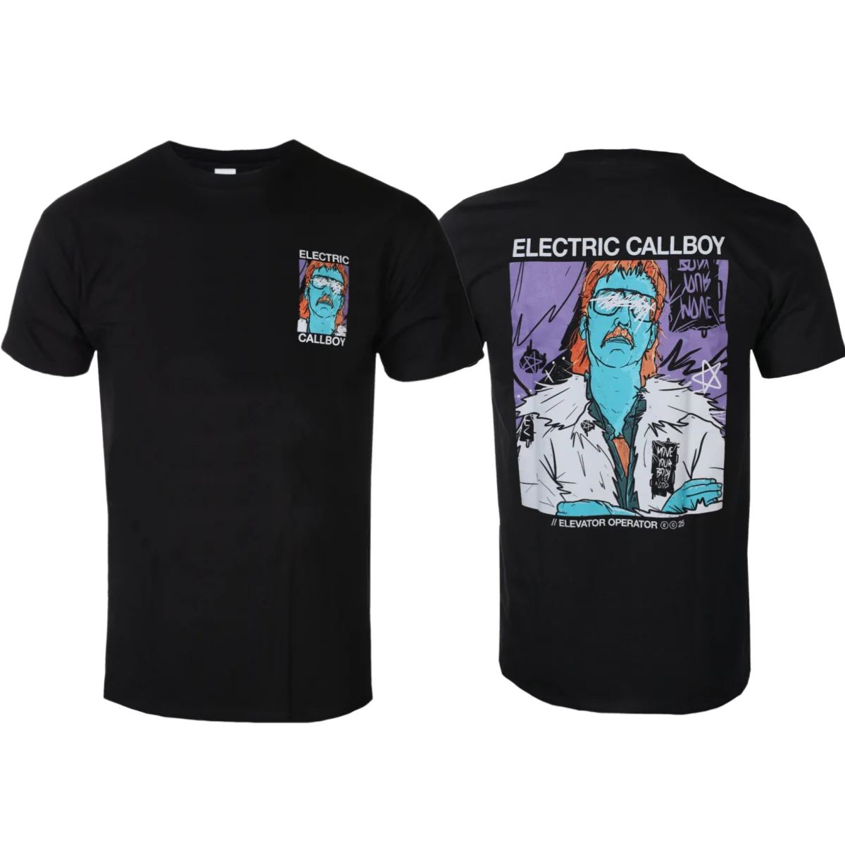 Elevator Operator Scratch Art Pattern Electronicore Band T-shirt Casual Trend Style Cotton T-shirt for Men and Women