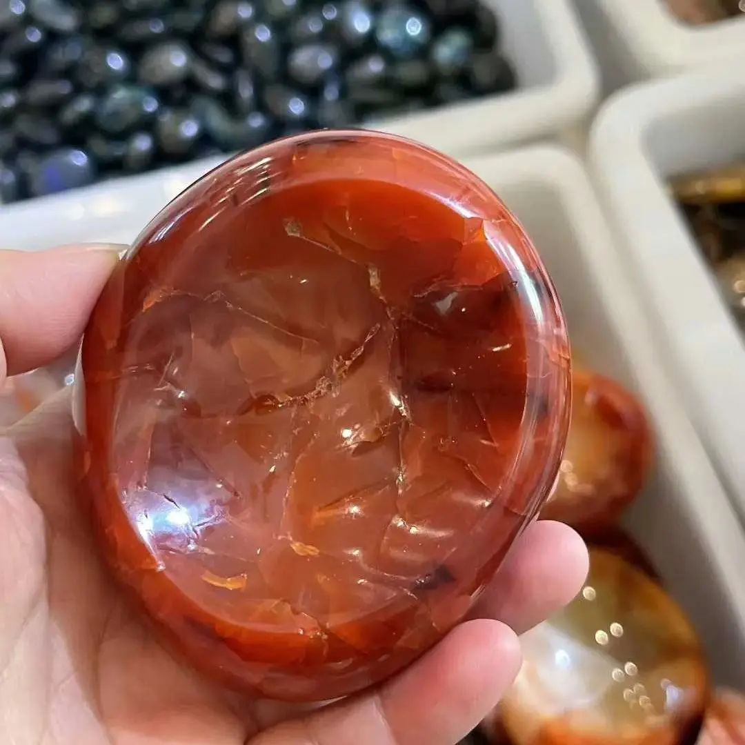 200-500g 8-10cm Natural Red Agate Crystal Quartz Bowl Mineral Specimens Healing Energy Gemstone For Home Decor
