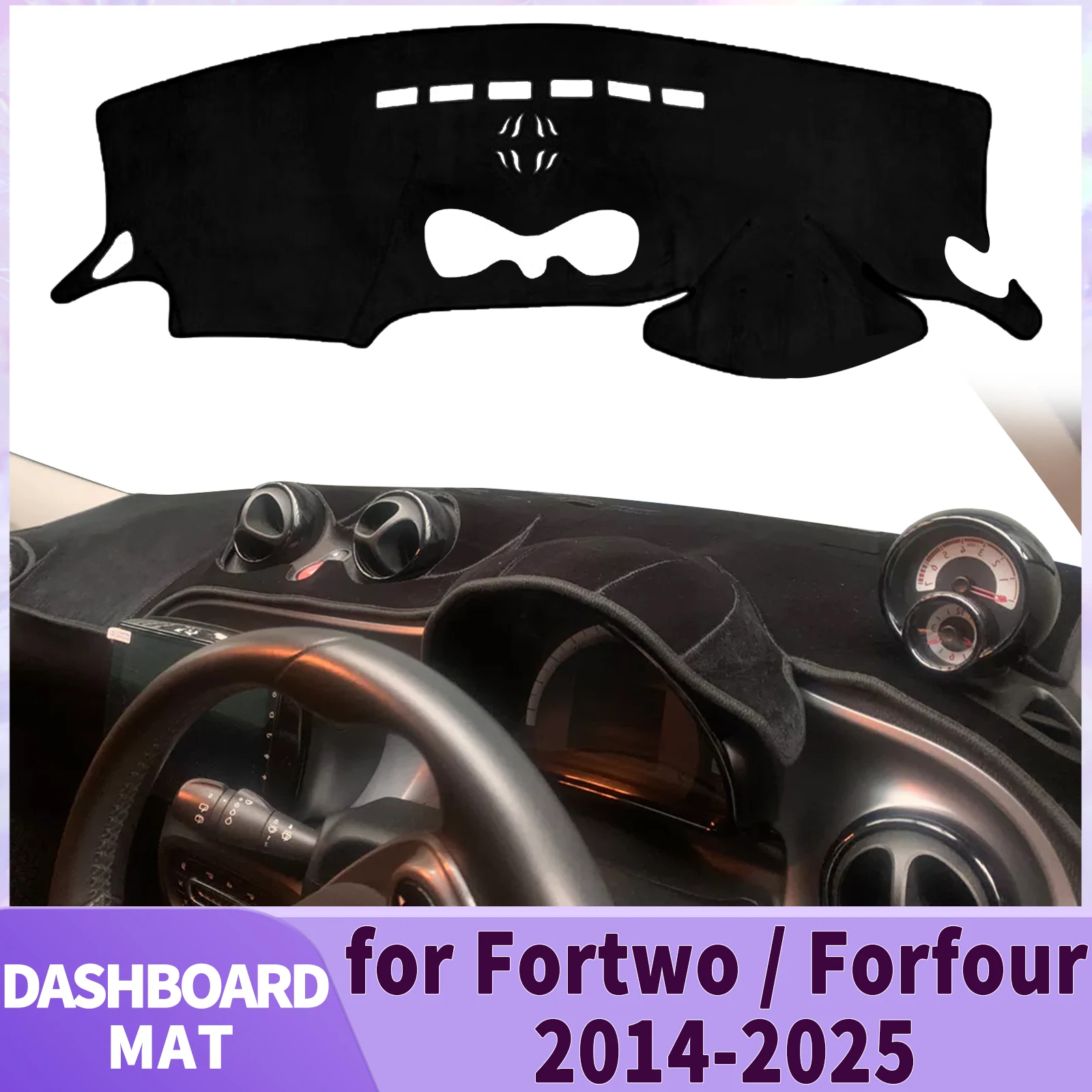 

for Smart Fortwo Forfour 2014-2025 III Car Dashmat Dashboard Cover Pad Accessories DashMat Sunshade Protective Carpet Leather