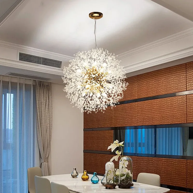 

Dandelion Crystal Chandelier: Modern Minimalist Pendant Light for Dining Room, Bedroom, Bar & Retail Store Window