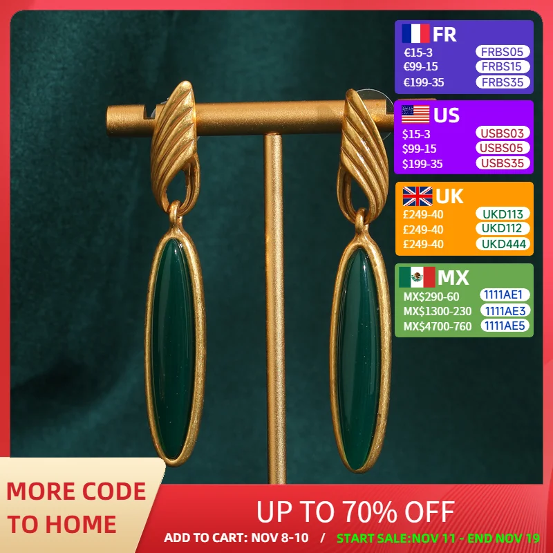 

Винтажные изумрудно-зеленые длинные серьги-капли из натурального камня с листьями ивы для женщин, подвеска золотого цвета, висячие антикварные ювелирные изделия, новые распродажи