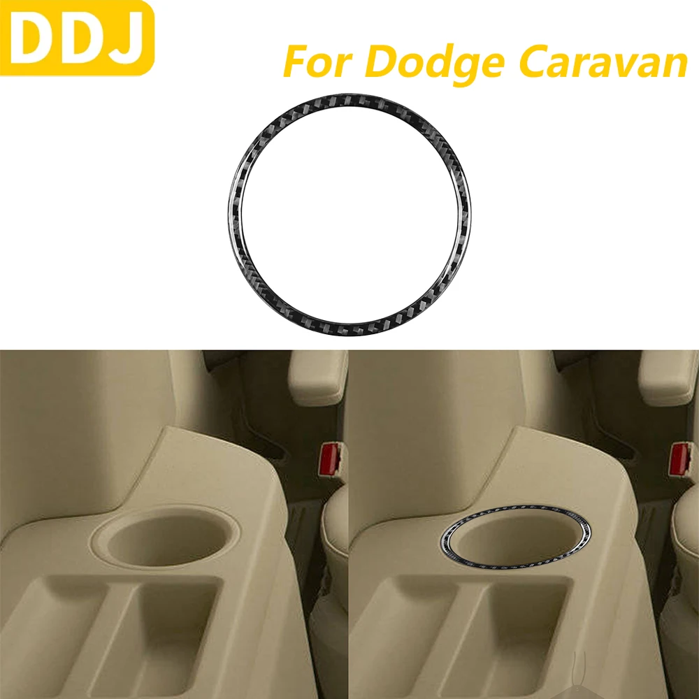 For Dodge Caravan 2008-2010 Real Carbon Fiber Door Water Cup Holder Panel Cover Trim Car Accessories Interior Decoration Sticker
