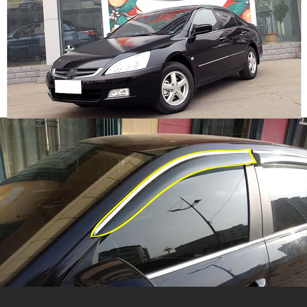 Car Body Styling Sticker Plastic Window Glass Wind Visor Rain/Sun Guard Vent Parts For Honda Accord 7th 2003 2004 2005 2006 2007