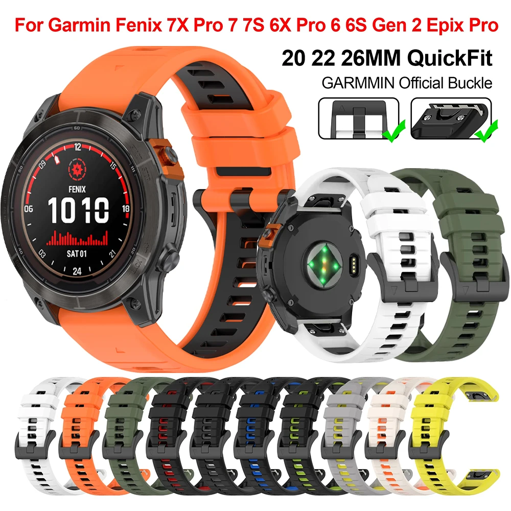 20 22 26mm Silicone QuickFit for Garmin Fenix 7X Pro 7 7S Sapphire Solar smartwatch strap fenix 6X Pro 5X 3HR Epix Gen2 MARQ 965