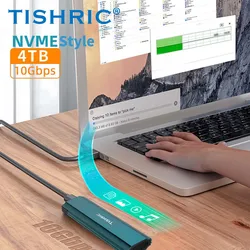 TISHRIC 10Gbps 5Gbps NGFF/NVME/NGFF+NVME SSD M2 External Hard Drive Enclosure USB To Type C M.2 Hard Disk Case/Box For Gaming