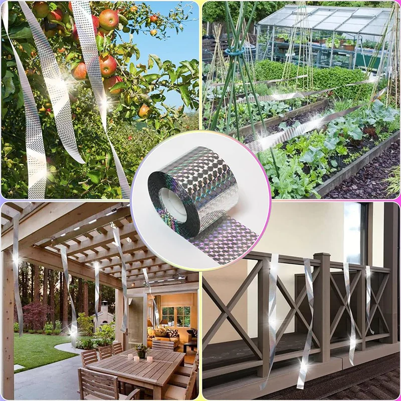 AS98-Bird Repellent Tape (200M) Reflective Tape, Outdoor Bird Repellent, Double-Sided Flashing Bird Repellent Tape