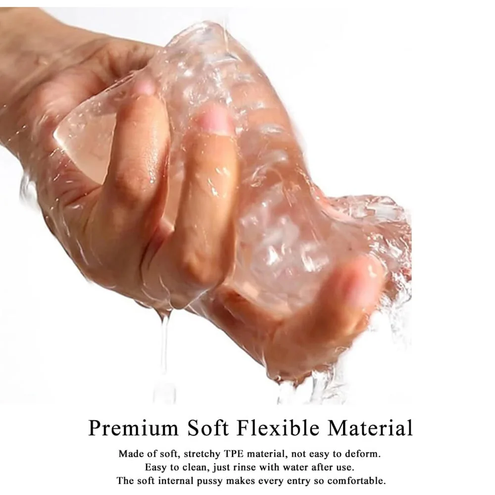 قابلة لإعادة الاستخدام كأس الاستمناء الذكور الذكور القضيب كم الجنس لعب شفافة كريستال المهبل محكم نفق جيب الجنس لعب الكبار #4