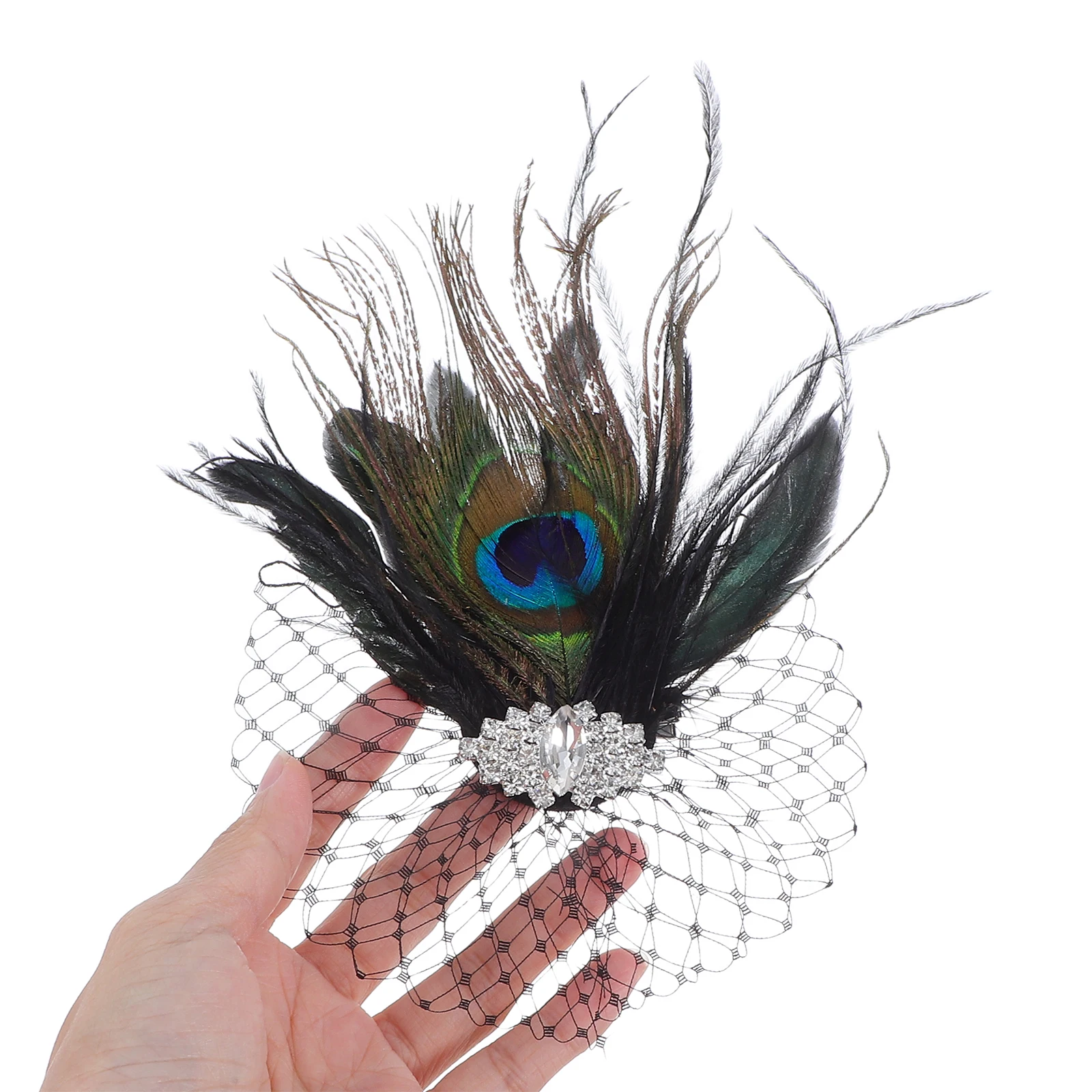 

Feathered Hair Clips Vintage Mesh Fascinator Retro Plume Pins Women Elegant Hair Accessories Wedding Party Dance Flapper Style