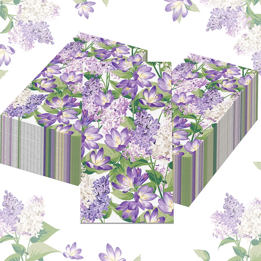 20 serviettes en papier jetables à motif floral lilas pour mariage printanier, douche nuptiale, découpage DIY, style Cottagecore, serviettes de table