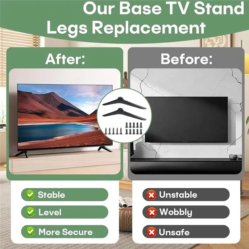 Best-For Hisense 50H55E 55E3G 50 55 58 60 65 Inch Smart LED TV Compatible Replacement Stand Legs Base Feet For Tabletop Mounting