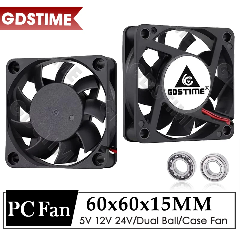 Gdstime 60MM Fan 24V 12V 5V Fan 60MMx15MM Brushless DC Exhaust Axial Cooling Fan 6cm 6015 Cooler for PC Equipment CPU Cooling