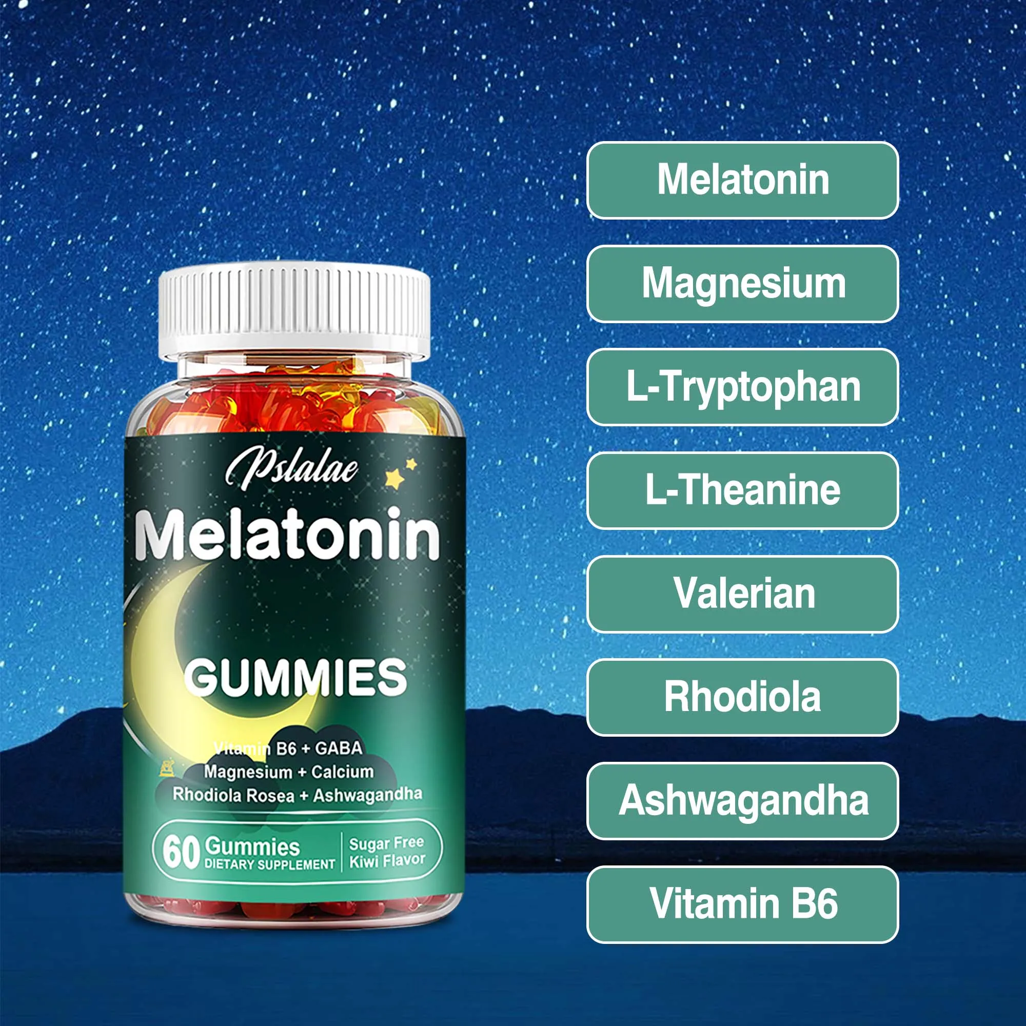 Melatonin-Gummis-reduziert die Zeit, die zum Einschlafen benötigt wird, und fördert den schnellen Schlaf-60 Gummis