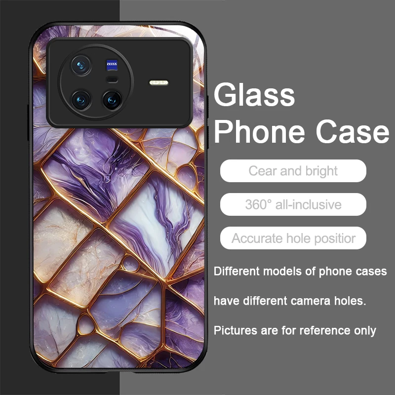 أنيق الأرجواني والكريستال الرخام الملمس الزجاج المقسى جراب هاتف ل ممن لهم رينو 13F 12 11 10 ProPlus Find X8 X3 Lite A58 A94 غطاء