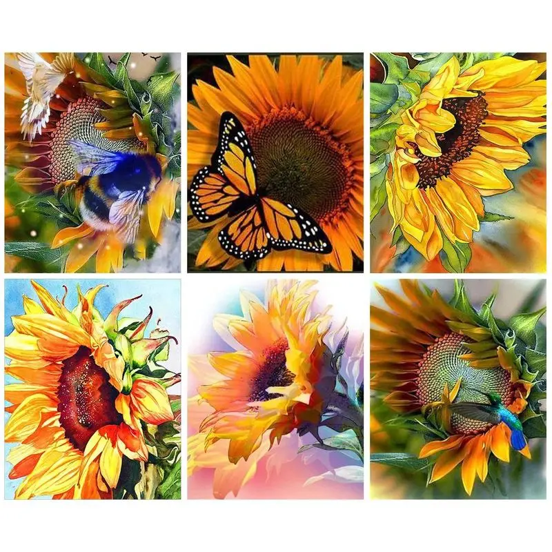 

CHENISTORY DIY Pictures By Number Sunflower Kits Drawing On Canvas Painting By Numbers Hand Painted Picture Art Gift Home Decor