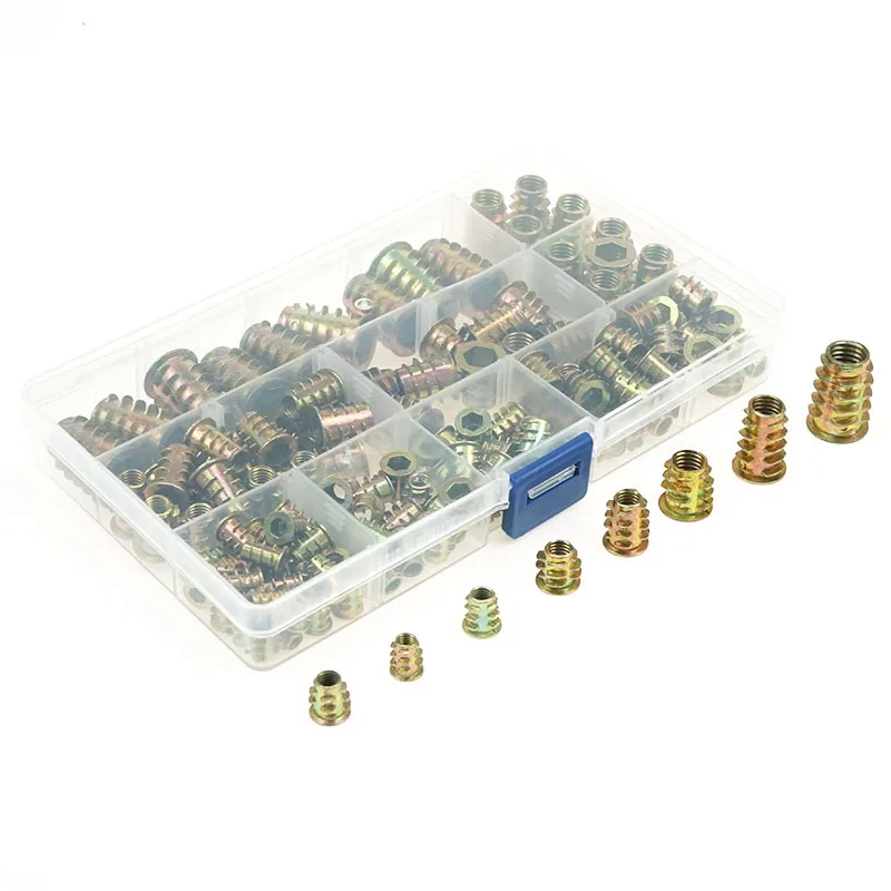 

Набор предварительно врезных гаек из цинкового сплава, 140 шт., трапециевидные гайки с внутренней и внешней резьбой, Т-образные