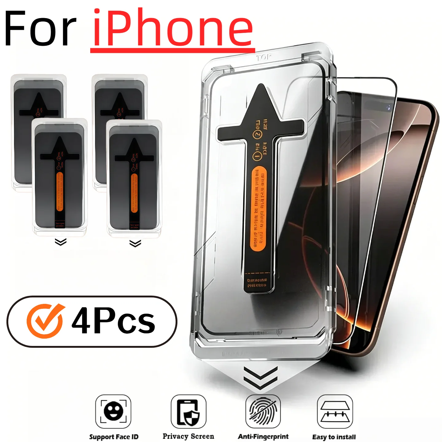 

4-Pack Privacy Screen Protector Tempered Glass for iPhone 17e/17Pro/16ProMax/16Plus/15/14/13/12/11/XR/XS Air Compatible