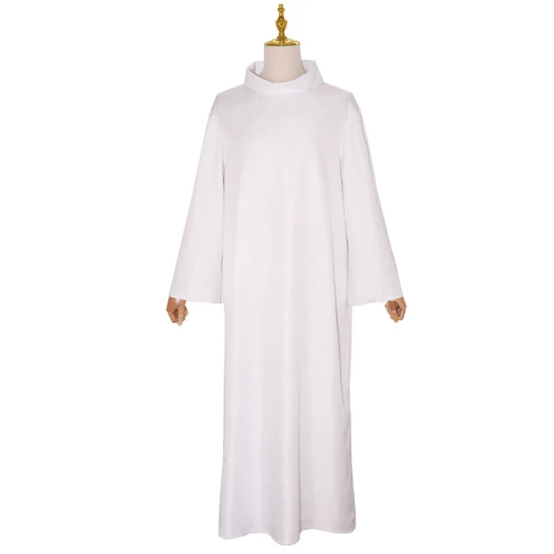 Medieval Priest White Long Robe Muslim Islamic Missionary Clergy Robes Halloween Carnival Party Disguise Outfits