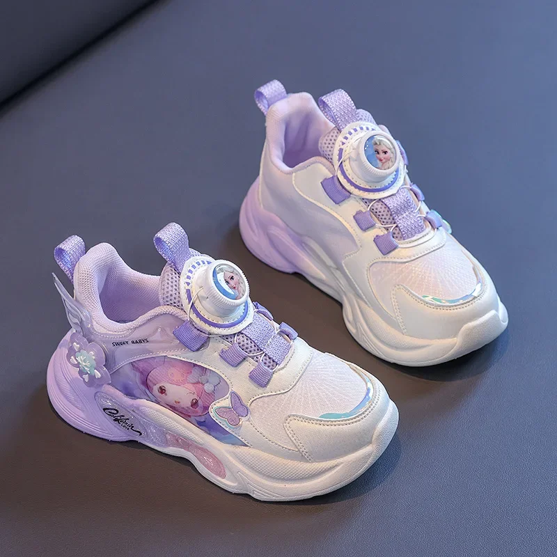 

Disney kuromi Kids Spring Fall New Cartoon sports Running Shoes Frozen Elsa Casual Shoes Girls Fashion Sneakers