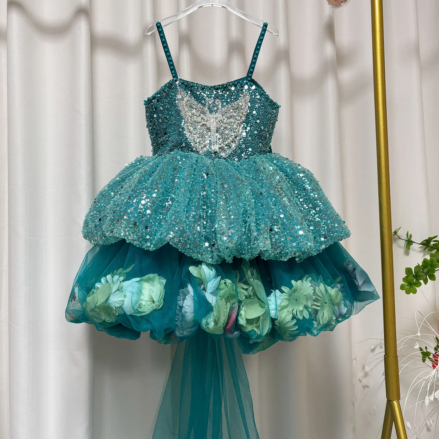 Jill Wish J030 robe de fille de fleur de luxe fleurs faites à la main longueur au genou princesse mariage 1er anniversaire fête Pageant robe de soirée