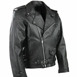 Men PU Leather Jacket Motorcycle Fashion Slim Fit Leather Coat