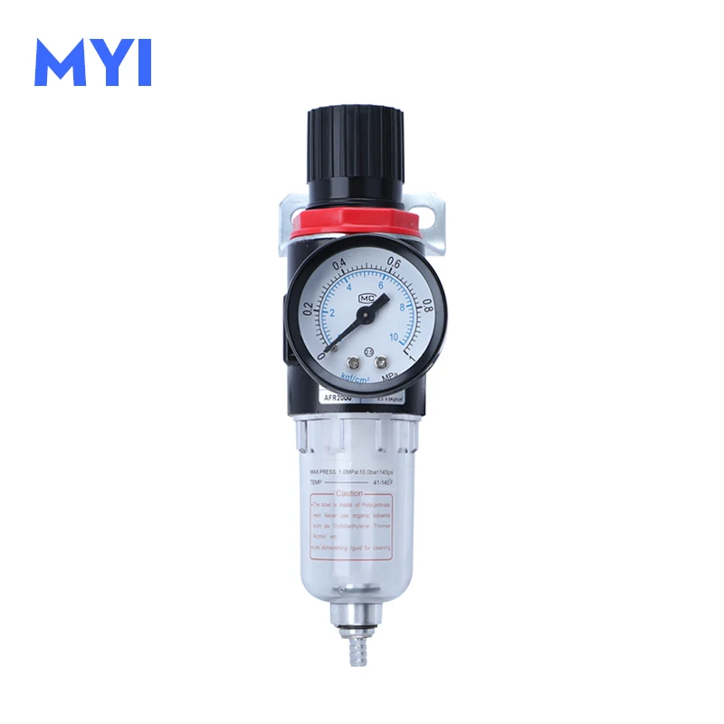 AFR-2000 1/4'' Air Filter Regulator Compressor Pressure Oil water separation Gauge Outfit  With PC Connector PM20 Slide Valve