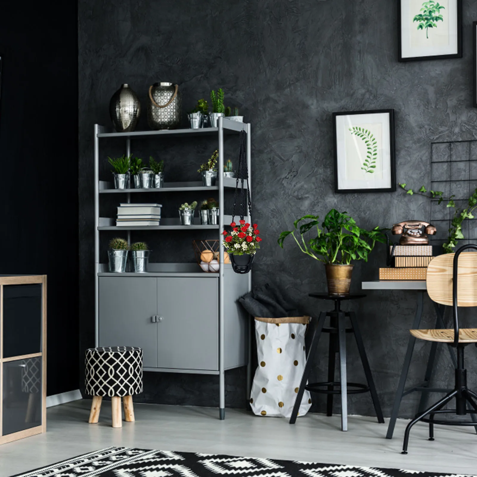 1 set Cotton Rope Plant Hanging Basket Woven Flowerpot Hanger Net For Indoor Outdoor Gardening Wall Art Planter Holder